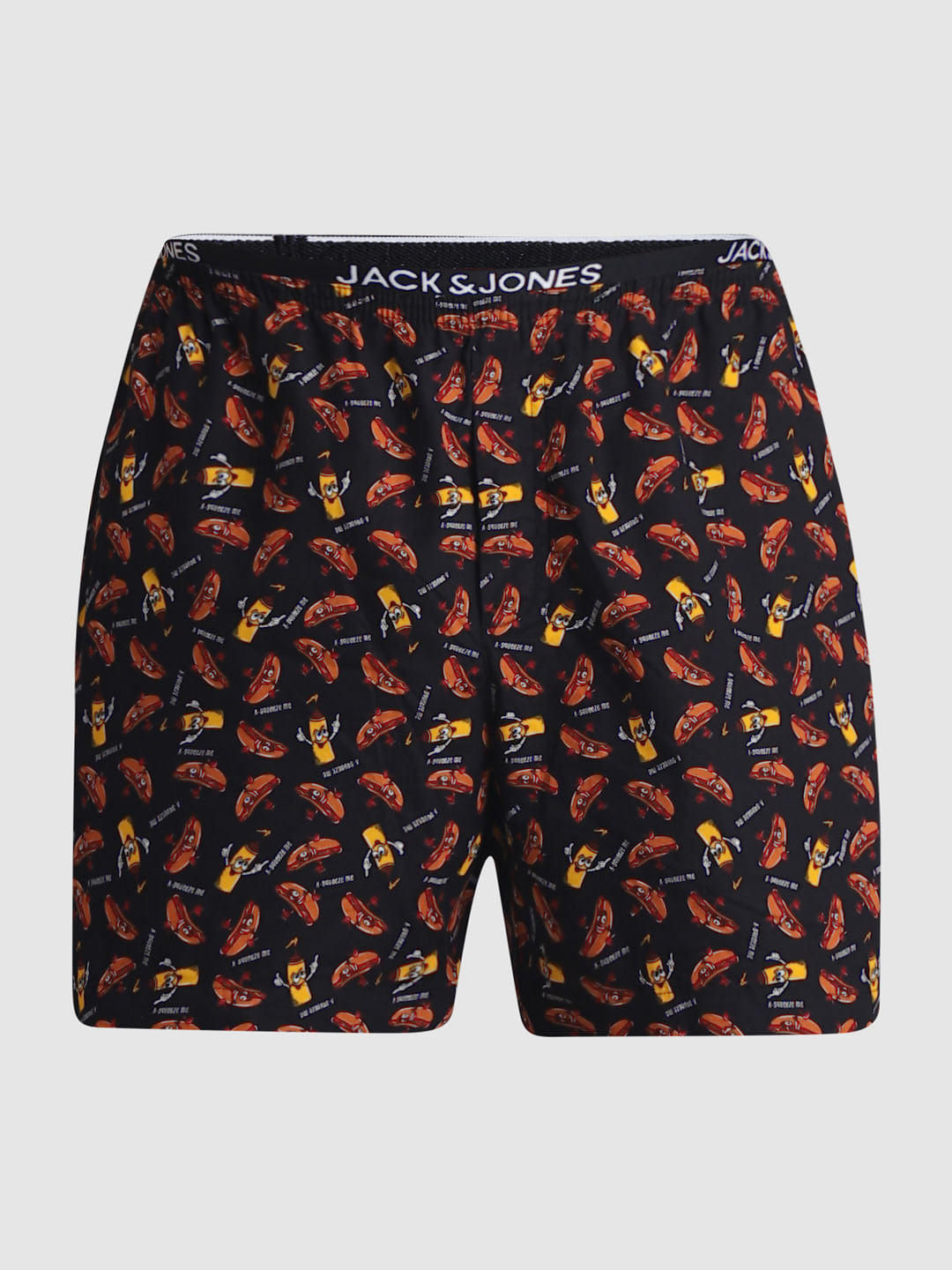 Black Hot Dog Print Boxers