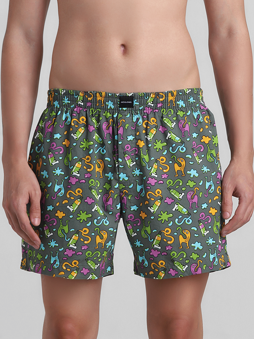 Dark Grey Printed Cotton Boxers