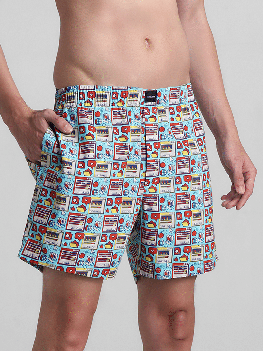 Blue Printed Cotton Boxers