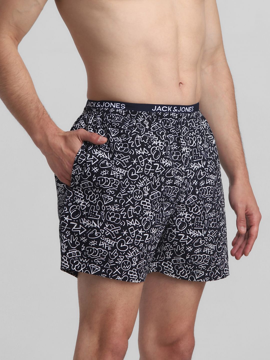 Navy Blue Printed Boxers