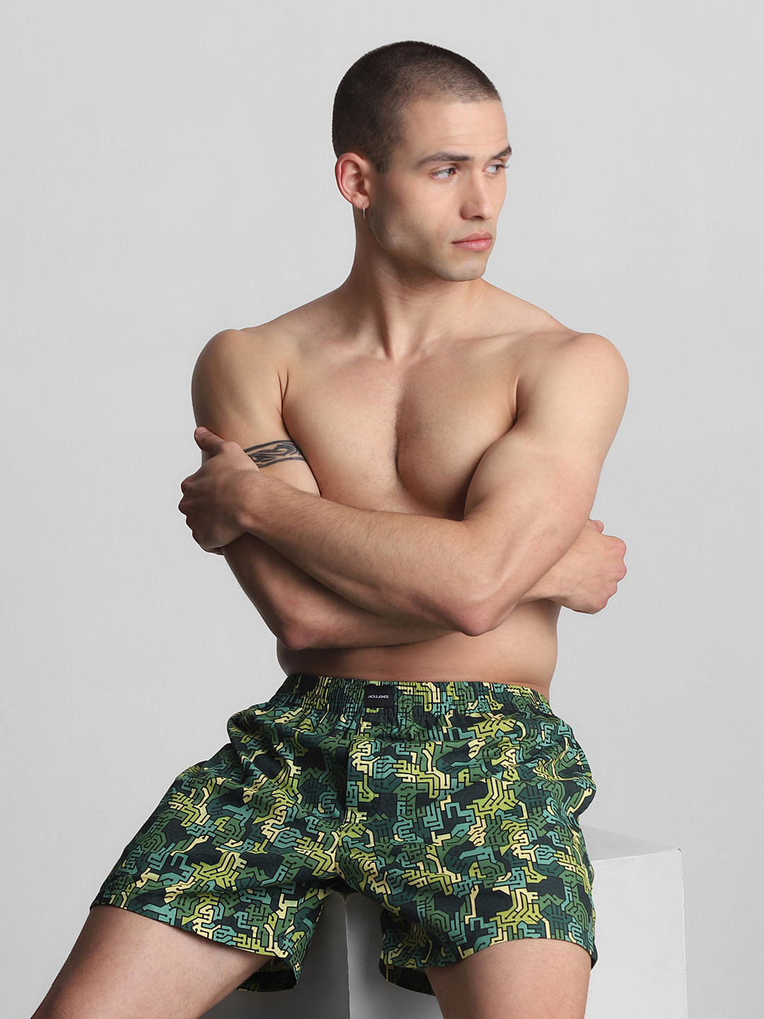 Green Abstract Printed Boxers