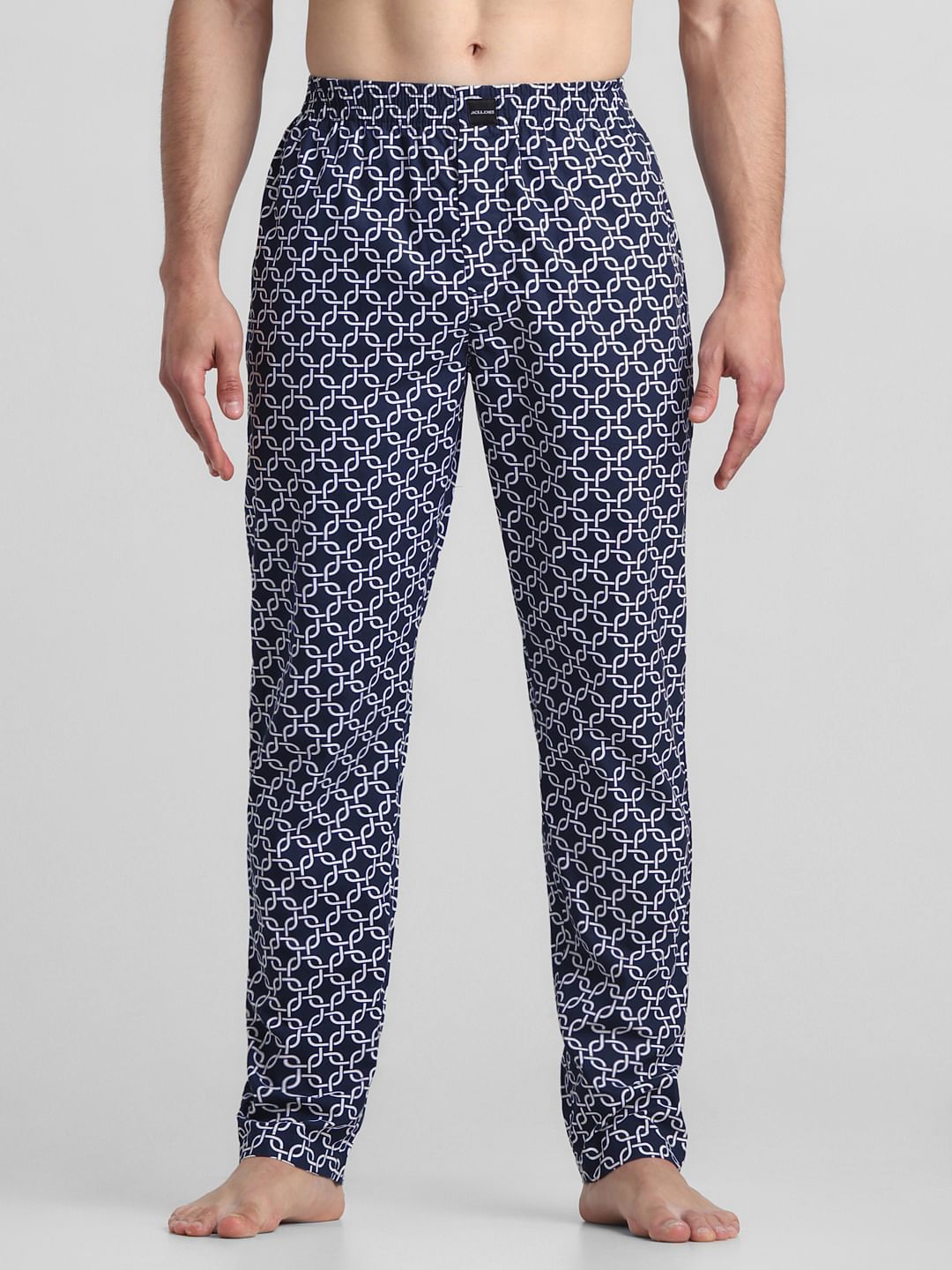Dark Blue Printed Cotton Pyjamas