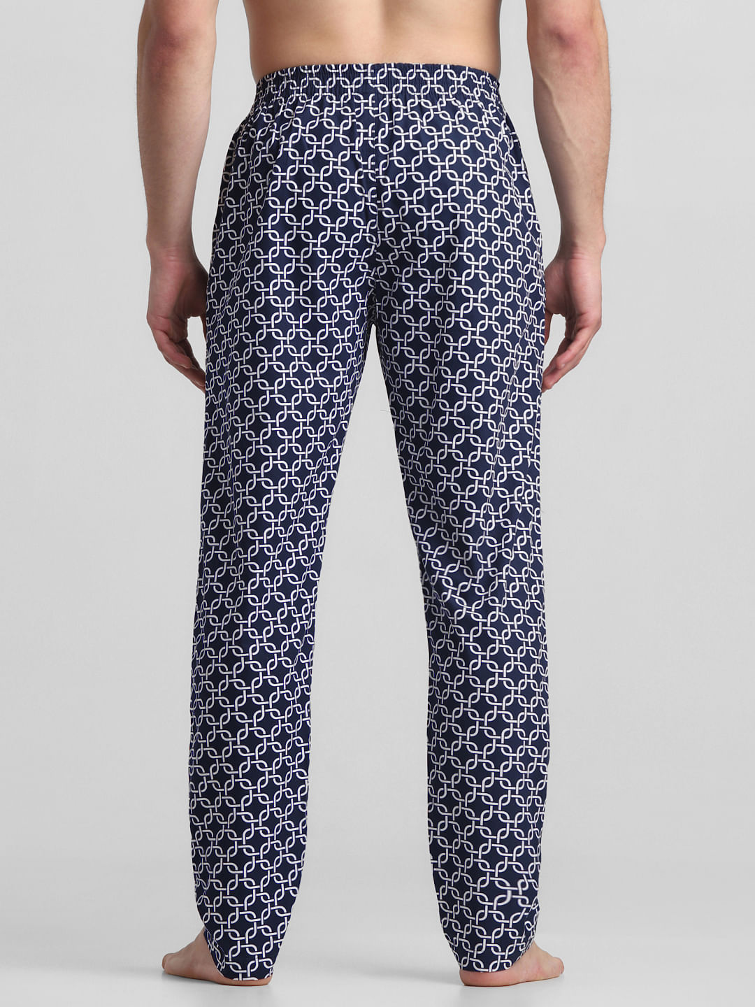 Dark Blue Printed Cotton Pyjamas