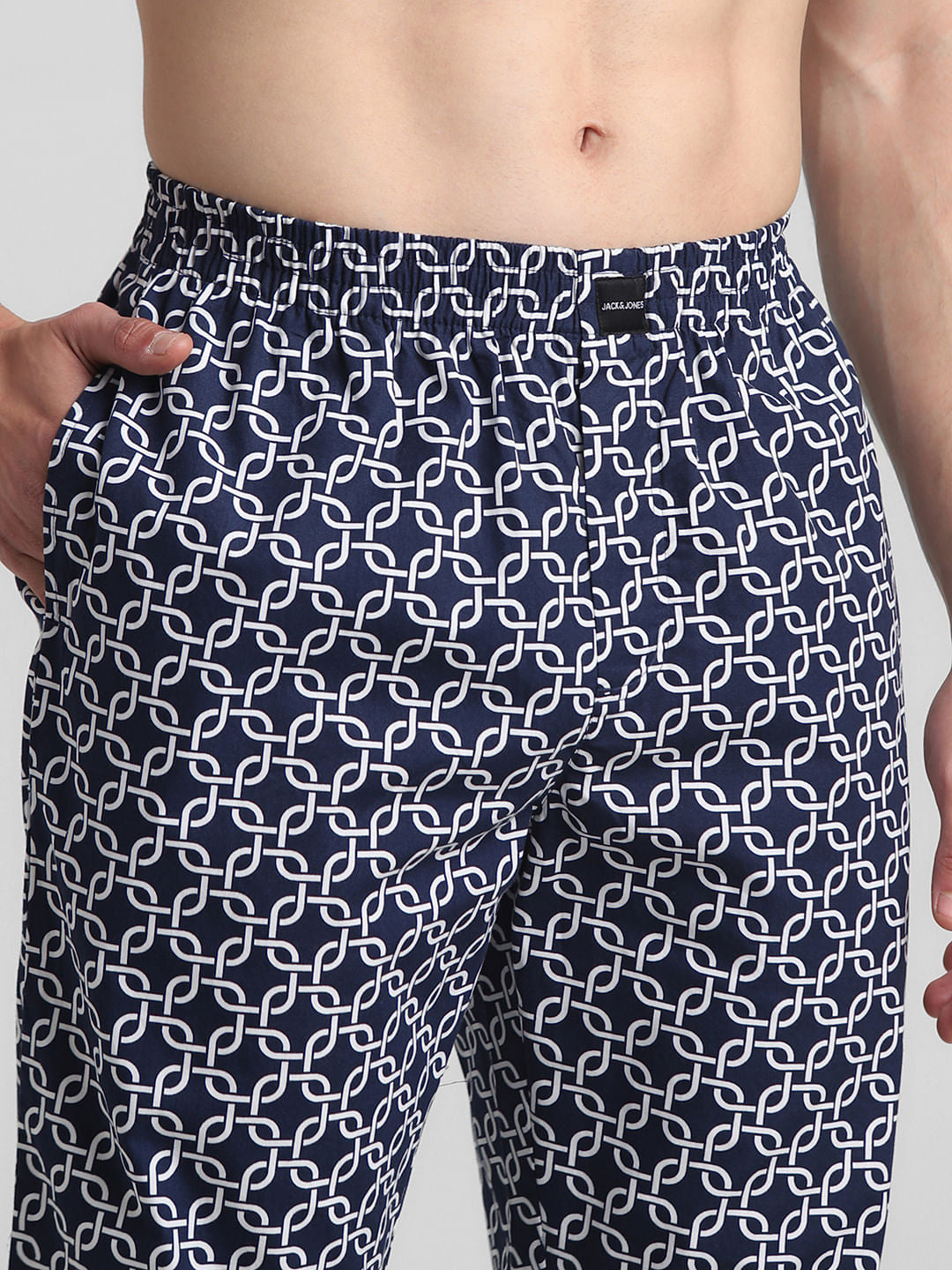 Dark Blue Printed Cotton Pyjamas