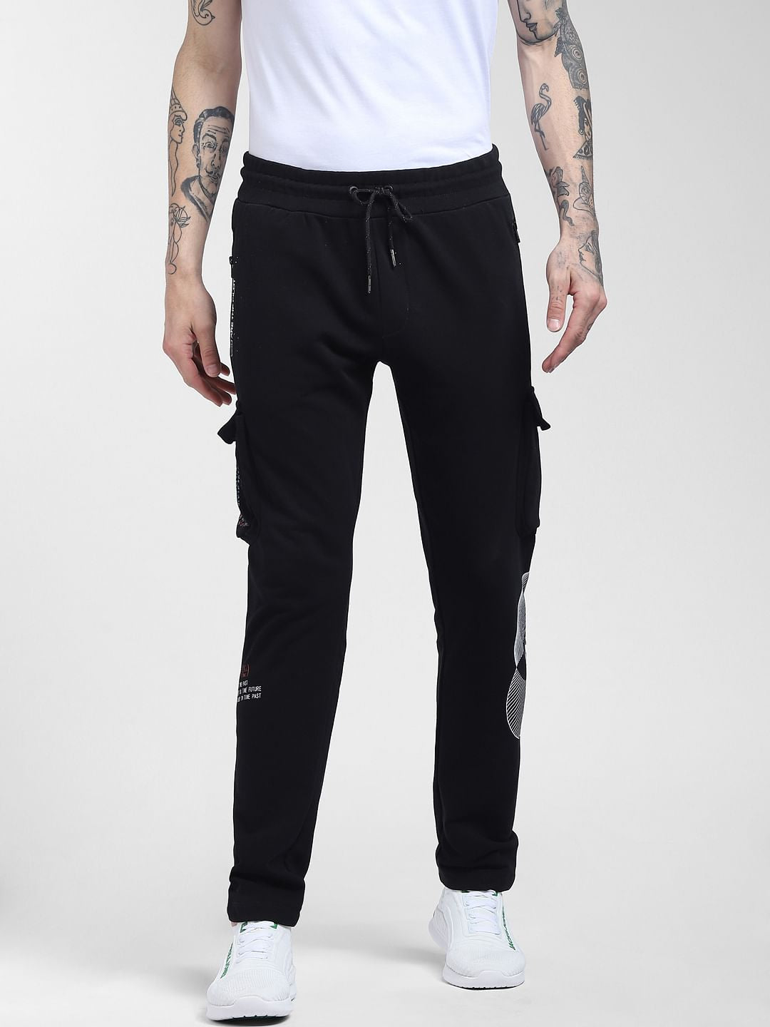 Black Graphic Printed Sweatpants