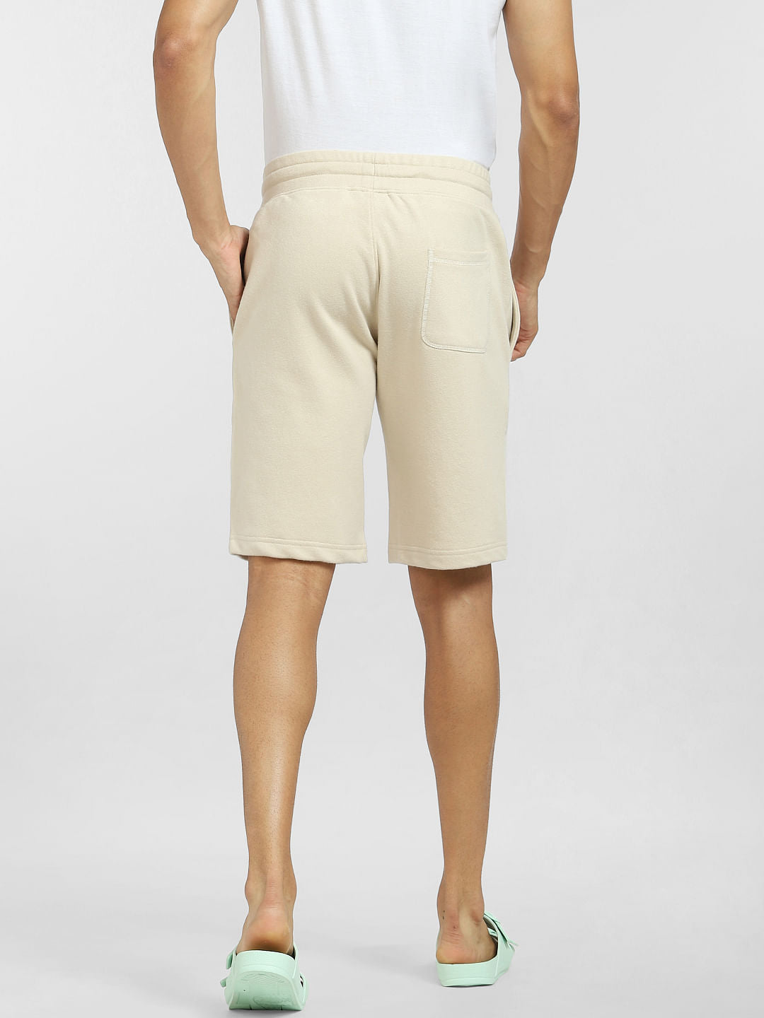 Beige Mid Rise Sweatshorts