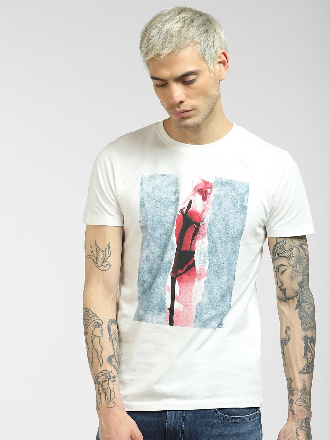 White Graphic Crew Neck T-shirt