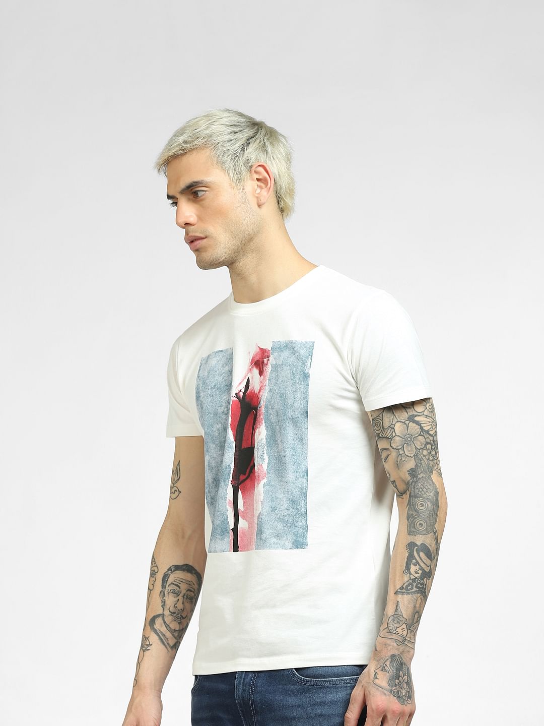White Graphic Crew Neck T-shirt