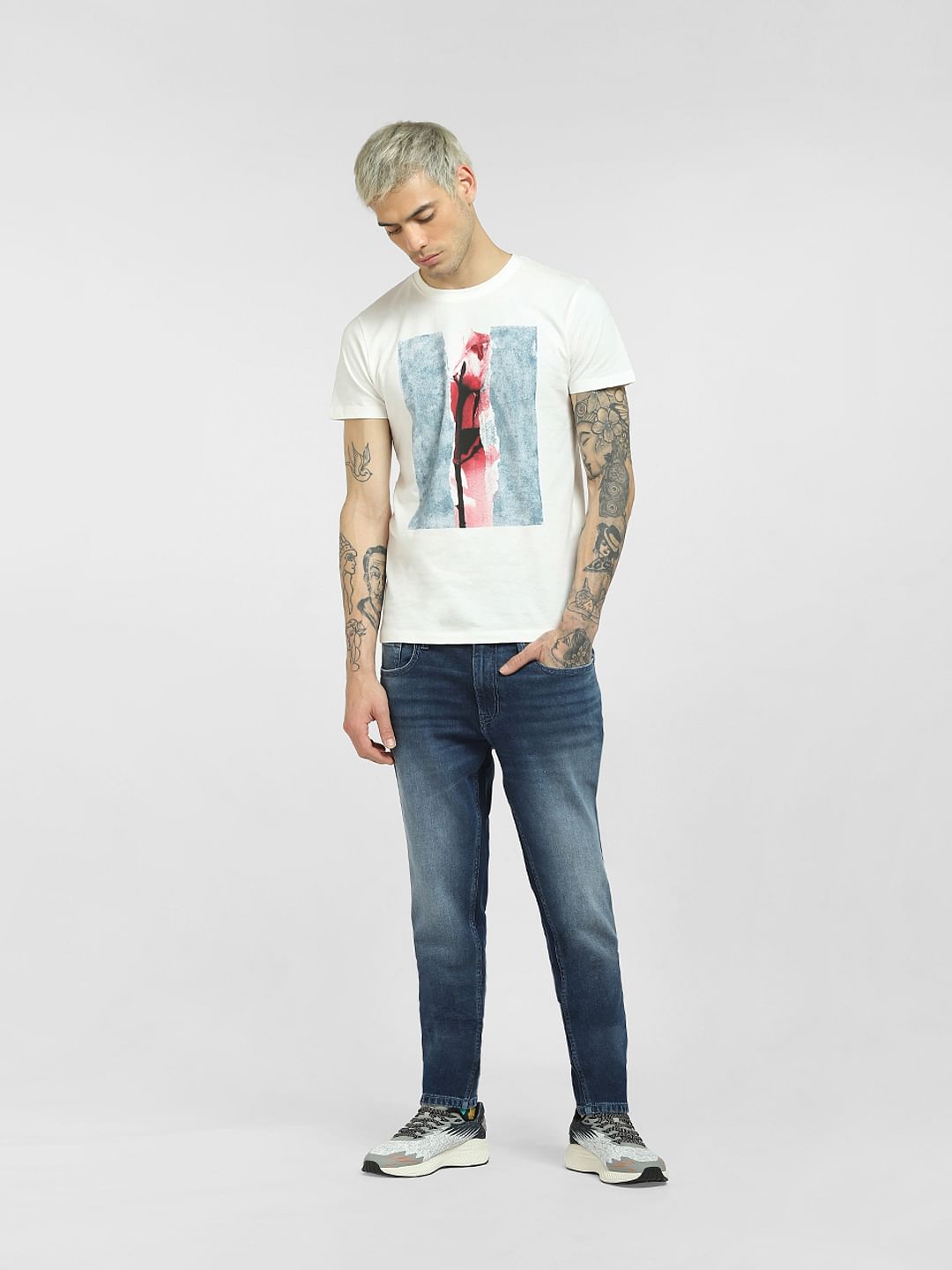 White Graphic Crew Neck T-shirt