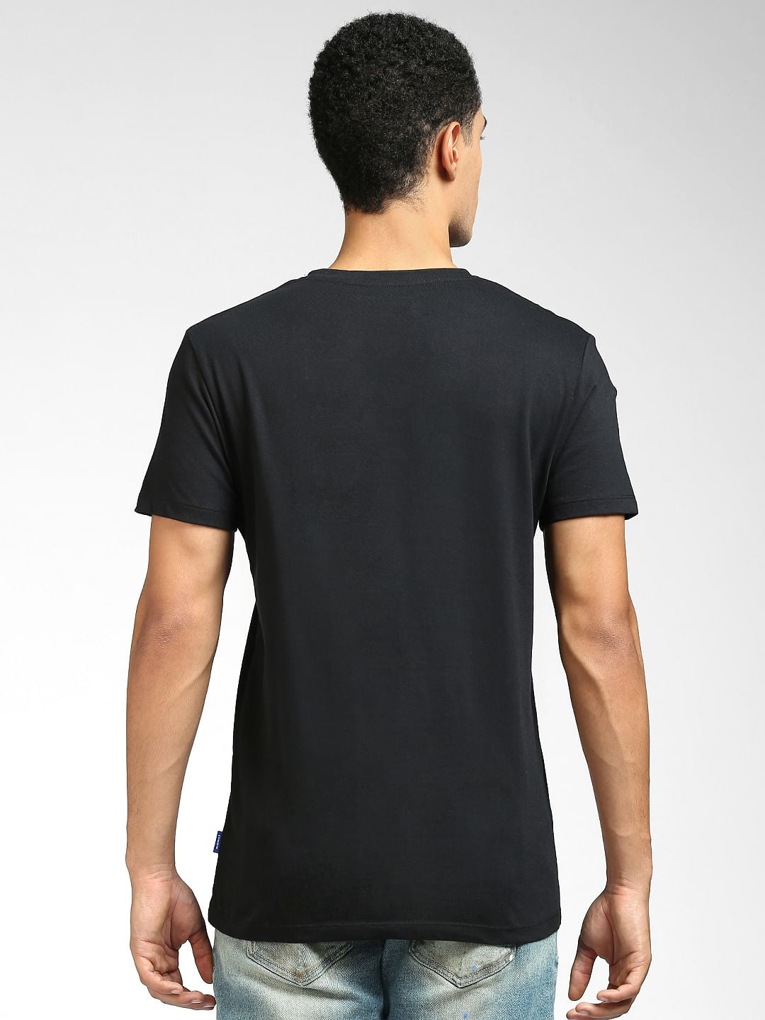 Black Text Print Crew Neck T-shirt