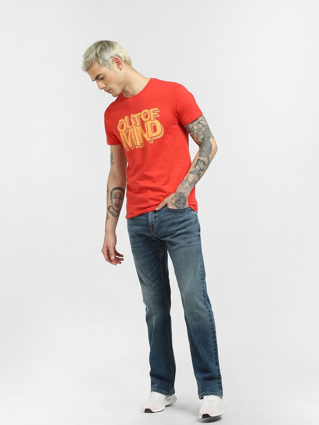 Red Graphic Print Crew Neck T-shirt
