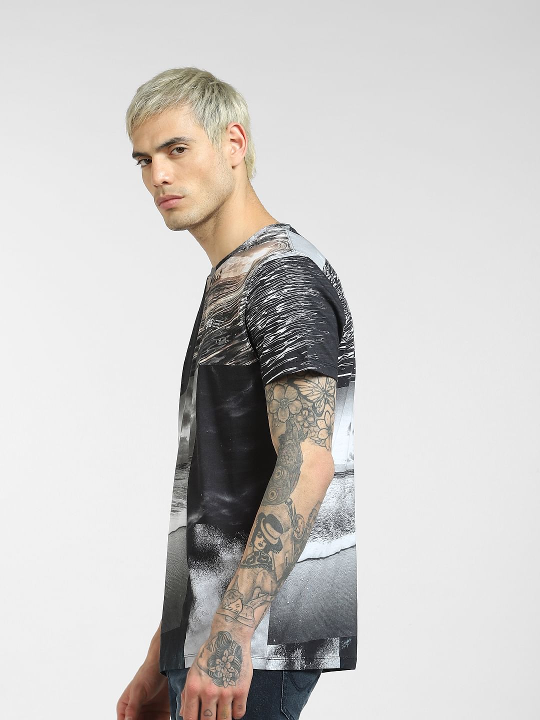 Black Vintage Crew Neck T-shirt