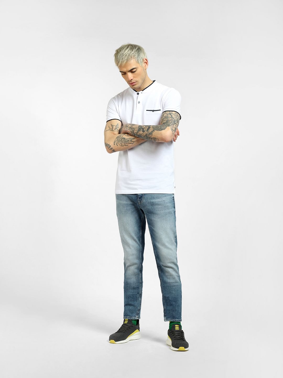 White Henley Neck T-shirt