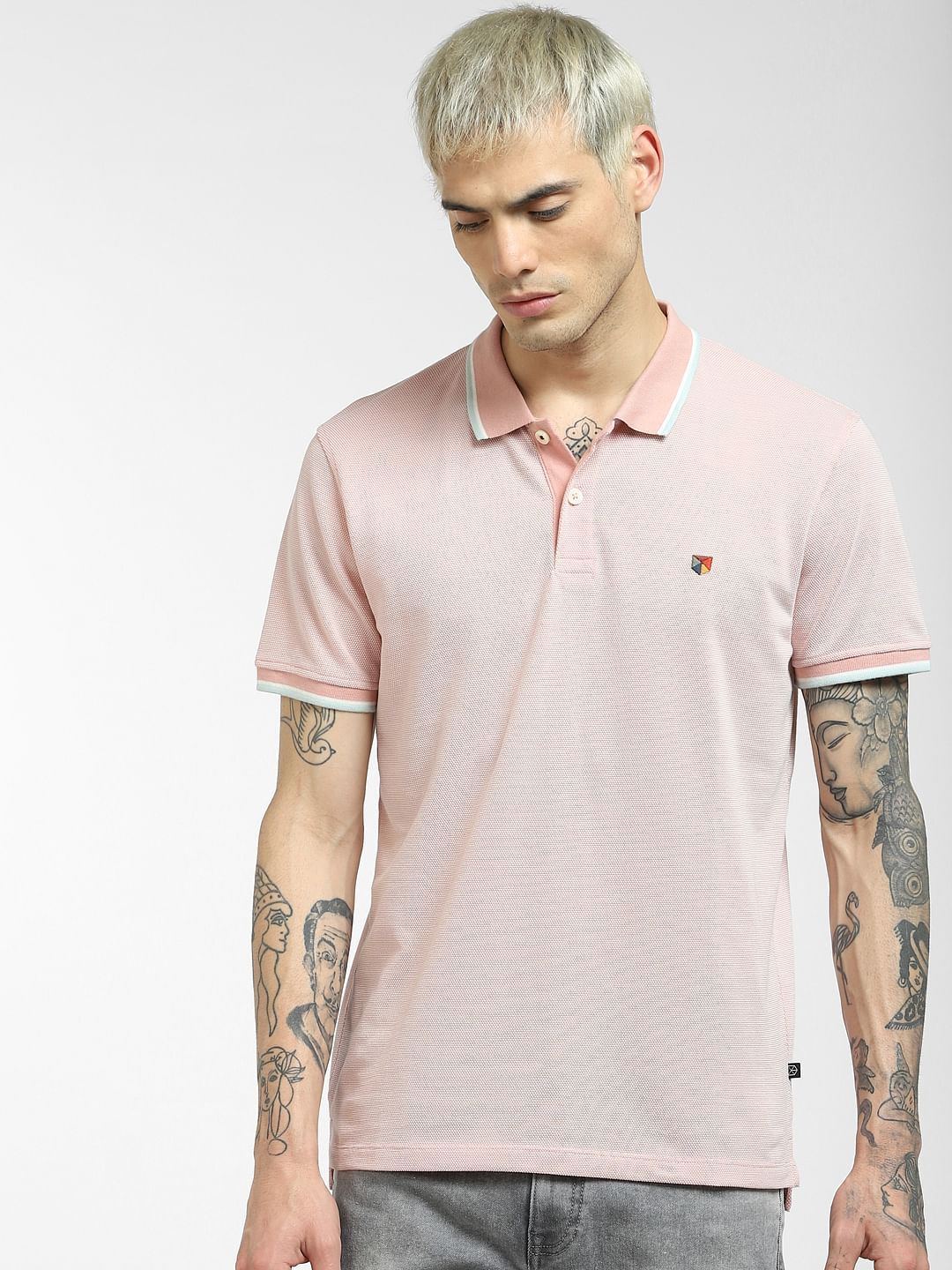 Pink Polo Neck T-shirt