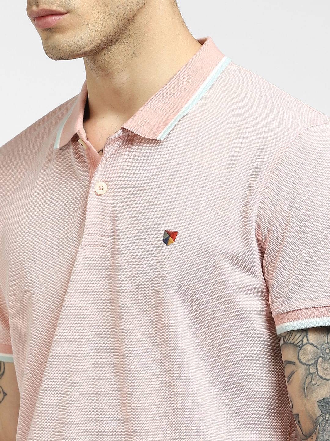 Pink Polo Neck T-shirt
