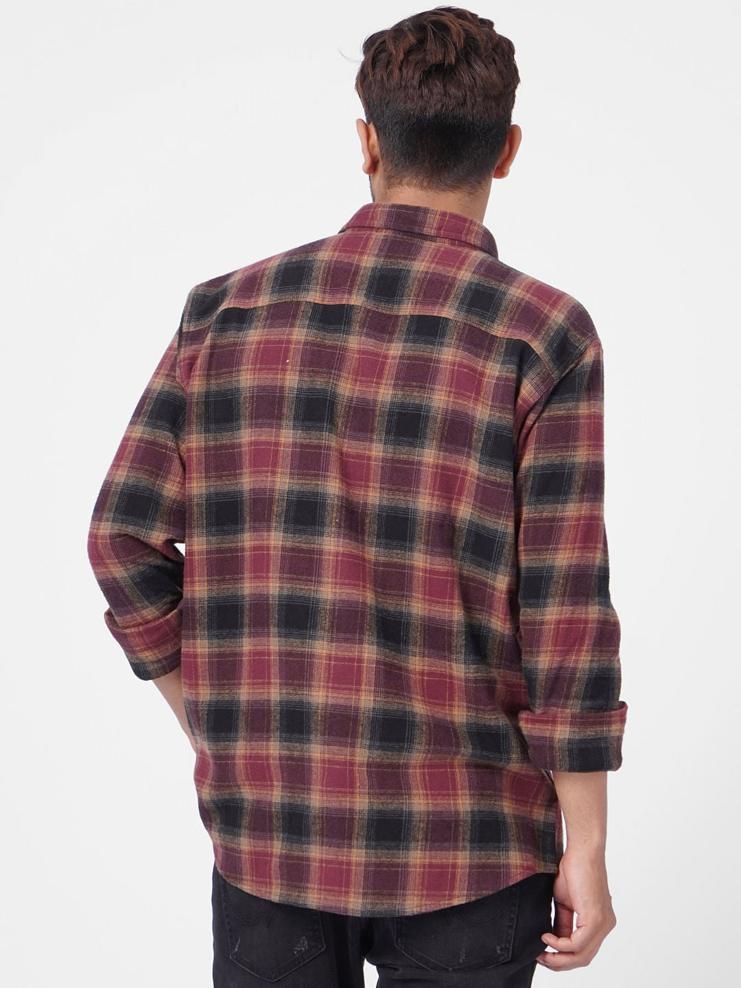 Maroon Check Full Sleeves Shirt