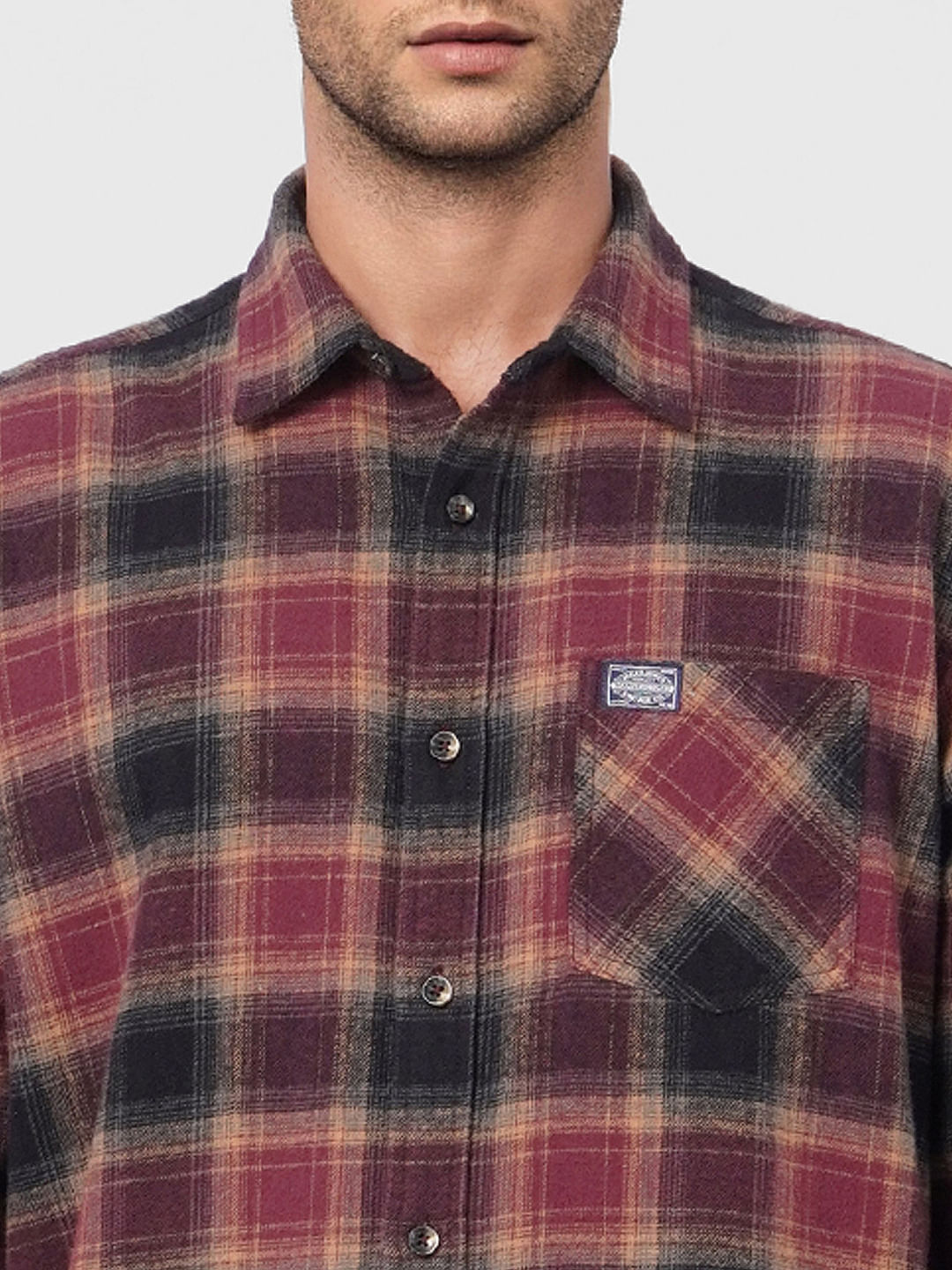 Maroon Check Full Sleeves Shirt