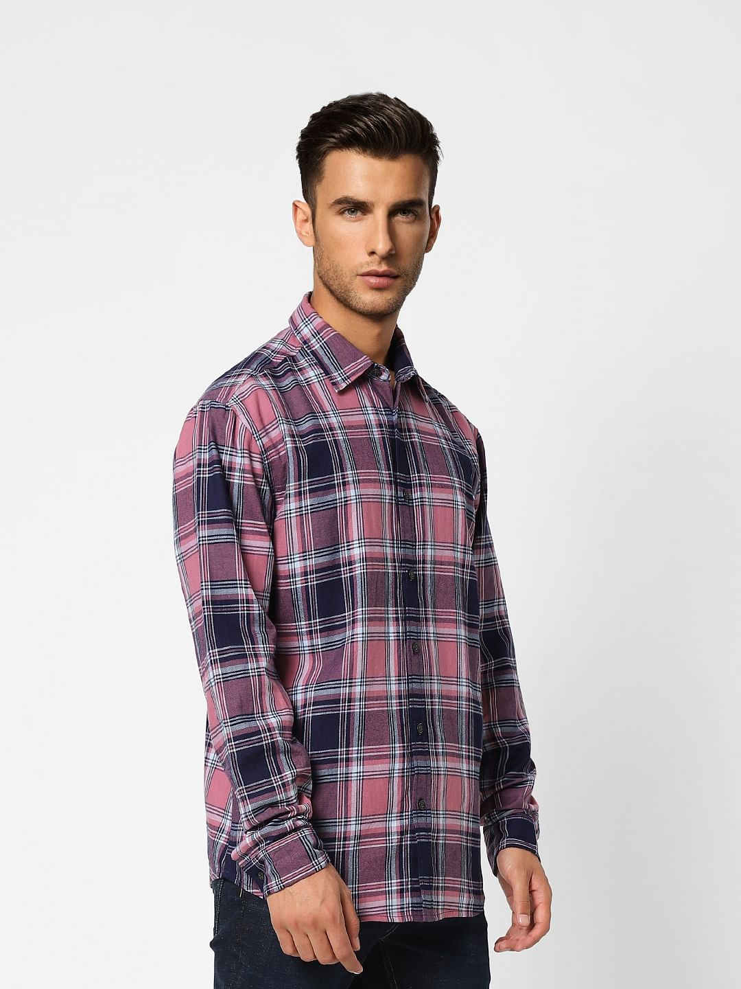 Pink Check Full Sleeves Shirt