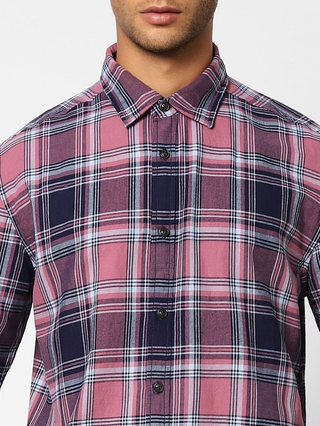 Pink Check Full Sleeves Shirt