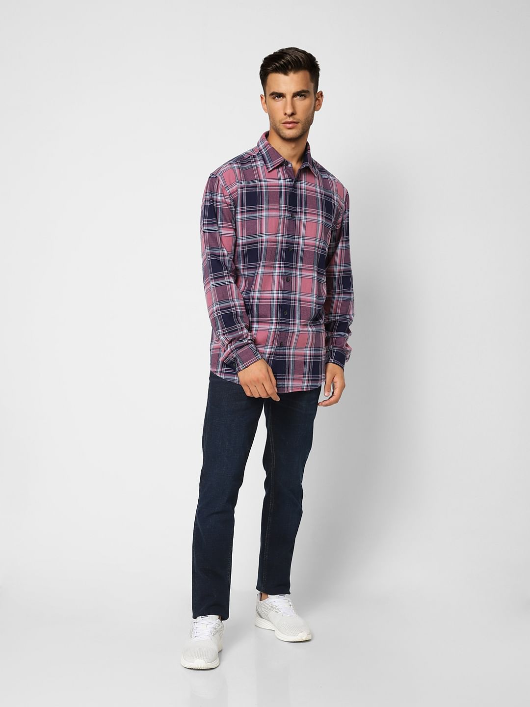 Pink Check Full Sleeves Shirt