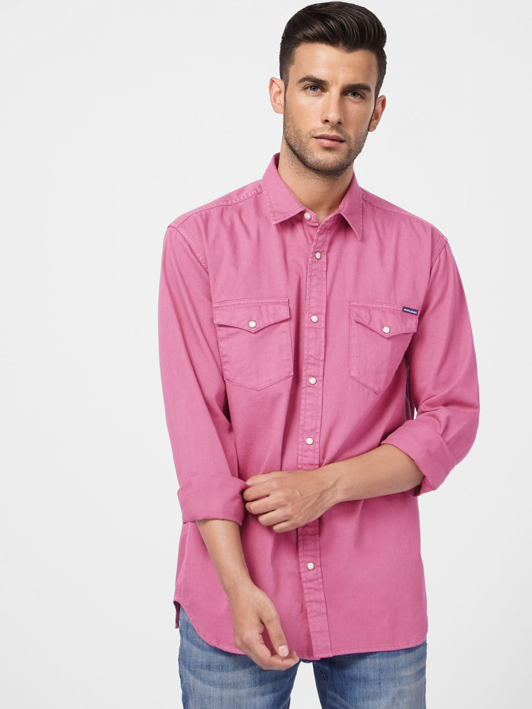 Pink Cotton Full Sleeves Shirt