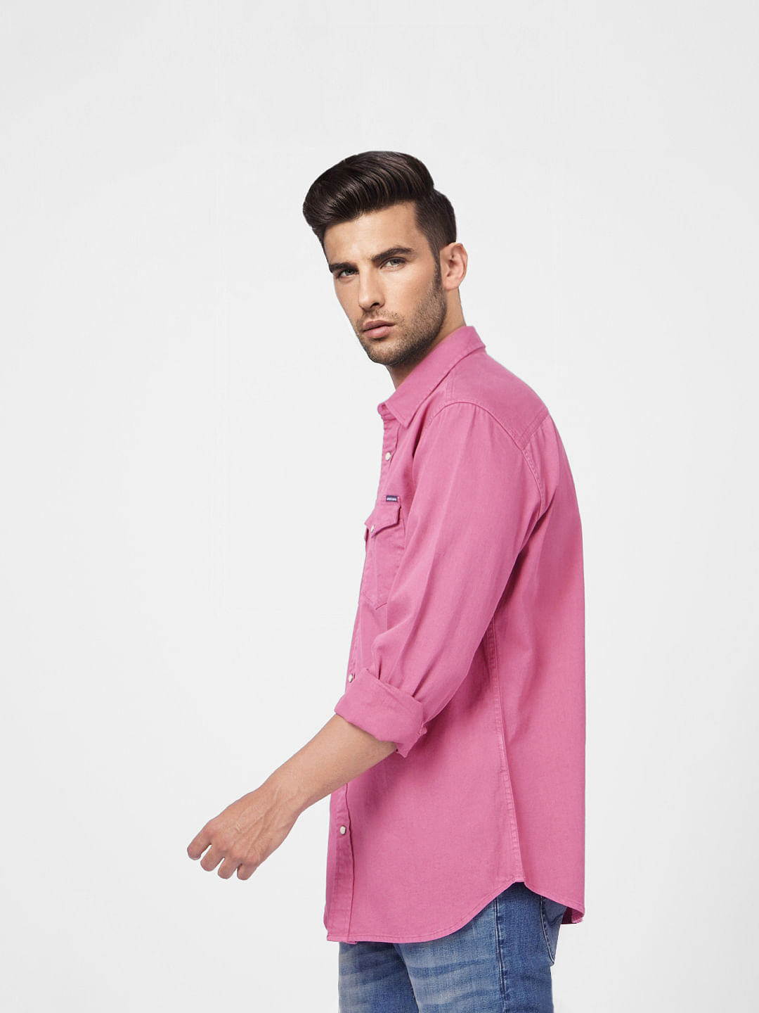 Pink Cotton Full Sleeves Shirt