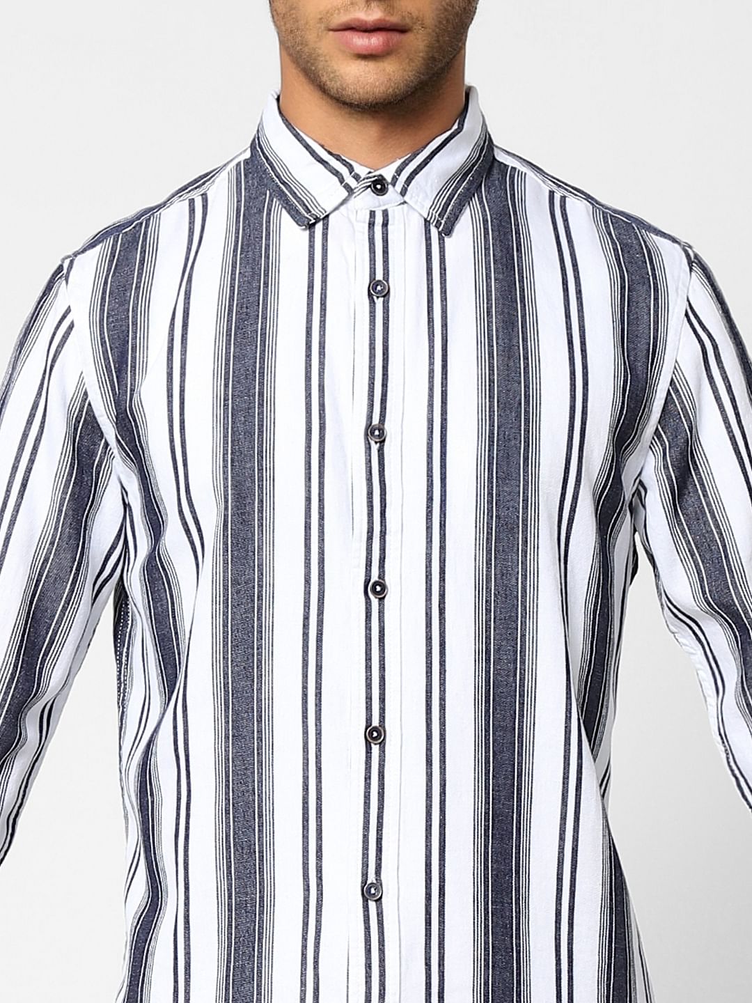 White Striped Full Sleeves Shirt