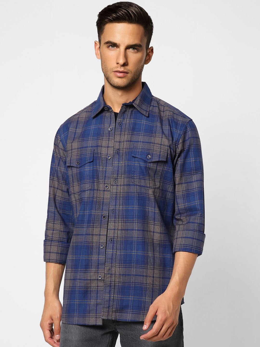 Blue Check Full Sleeves Shirt
