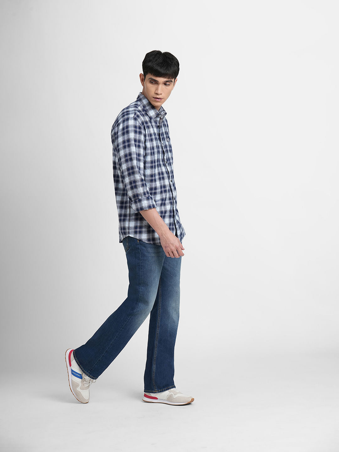 Dark Blue Check Full Sleeves Shirt