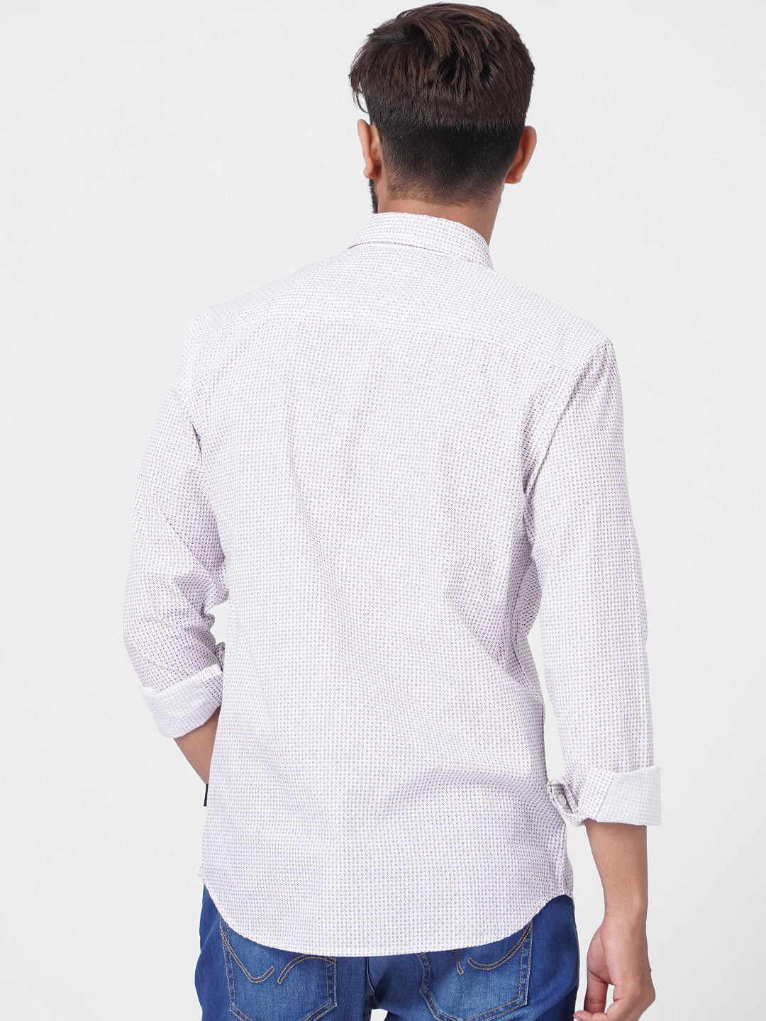 White Printed Full Sleeves Shirt