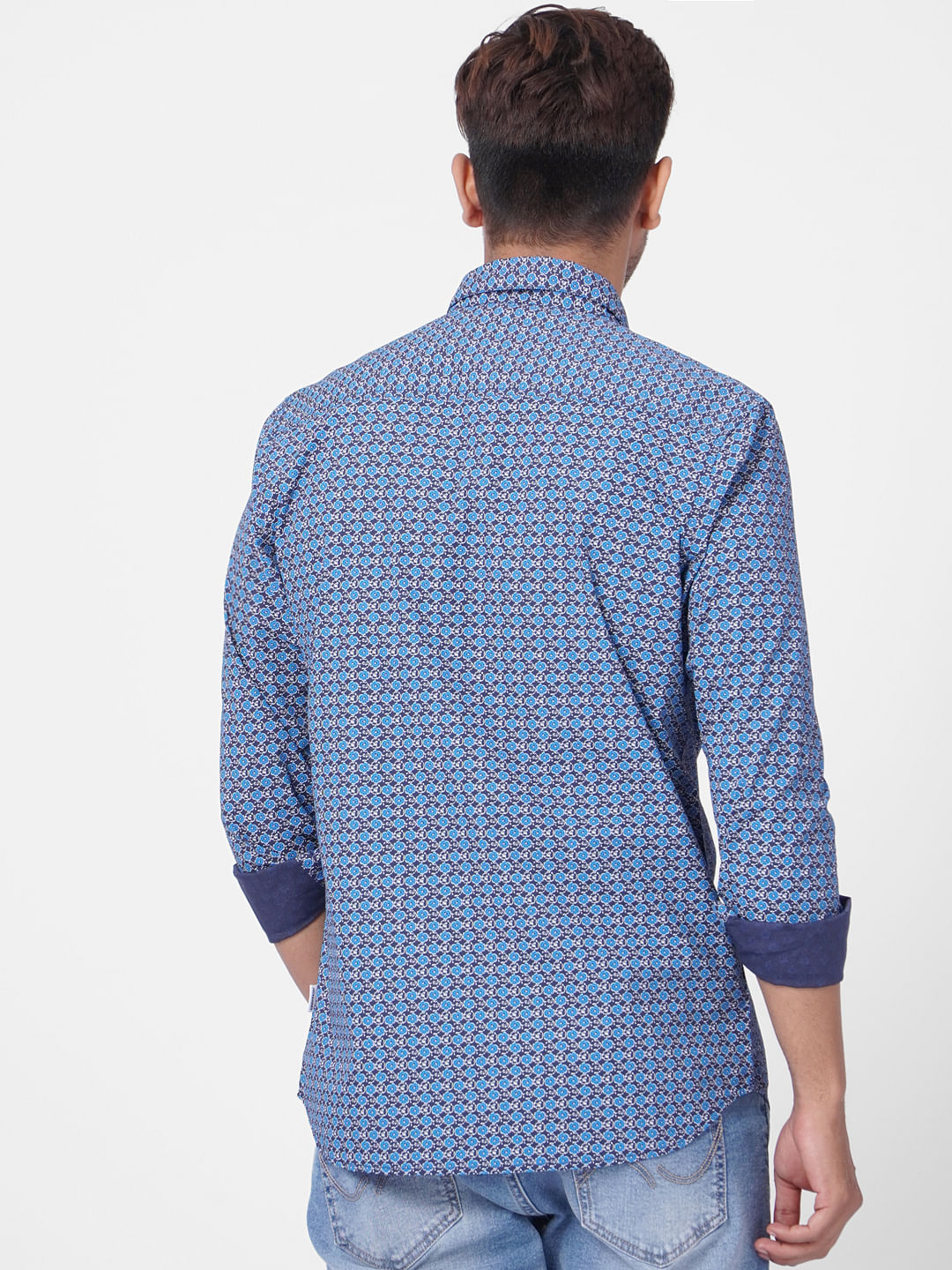 Blue All Over Print Full Sleeves Shirt