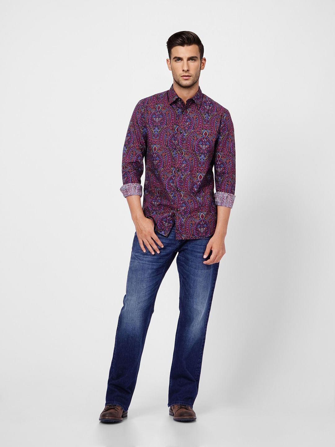 Blue Paisley Print Full Sleeves Shirt