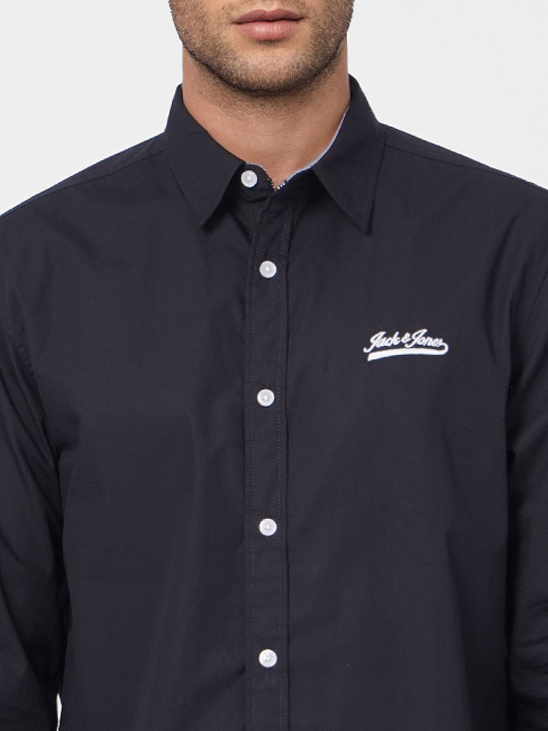 Black Logo Print Full Sleeves Shirt