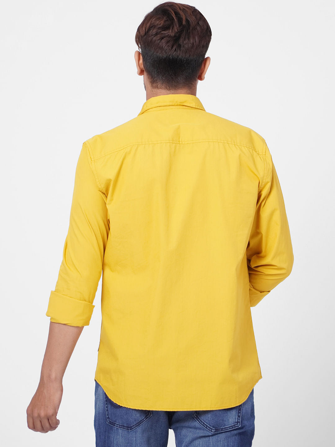 Yellow Logo Print Full Sleeves Shirt