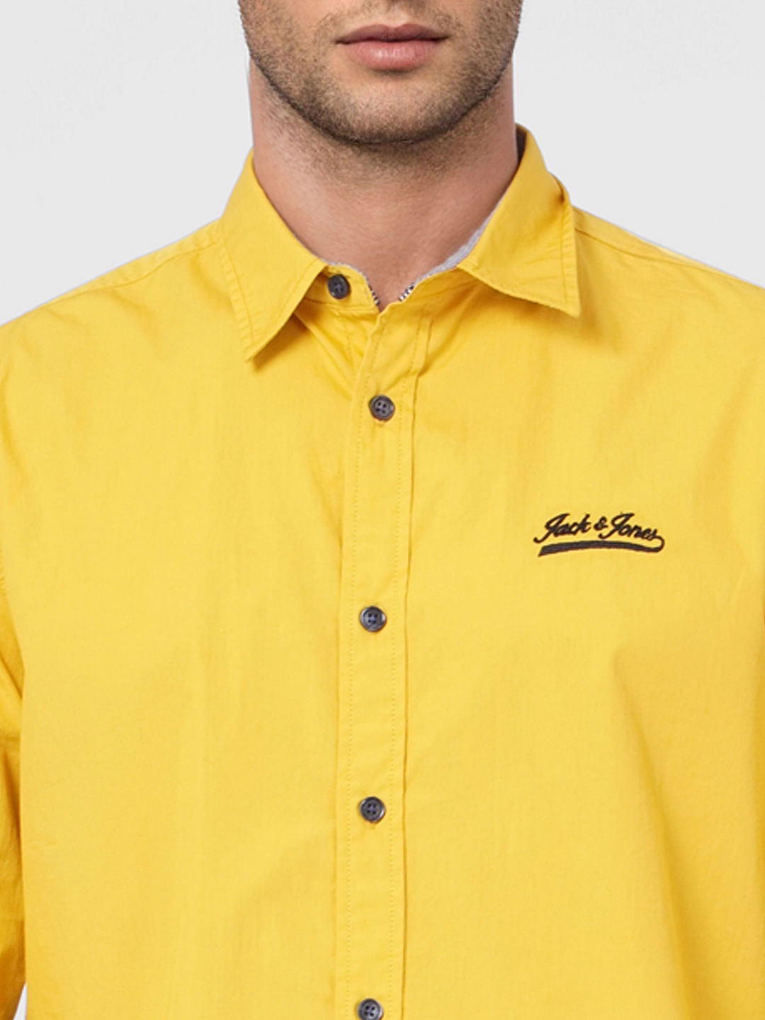Yellow Logo Print Full Sleeves Shirt