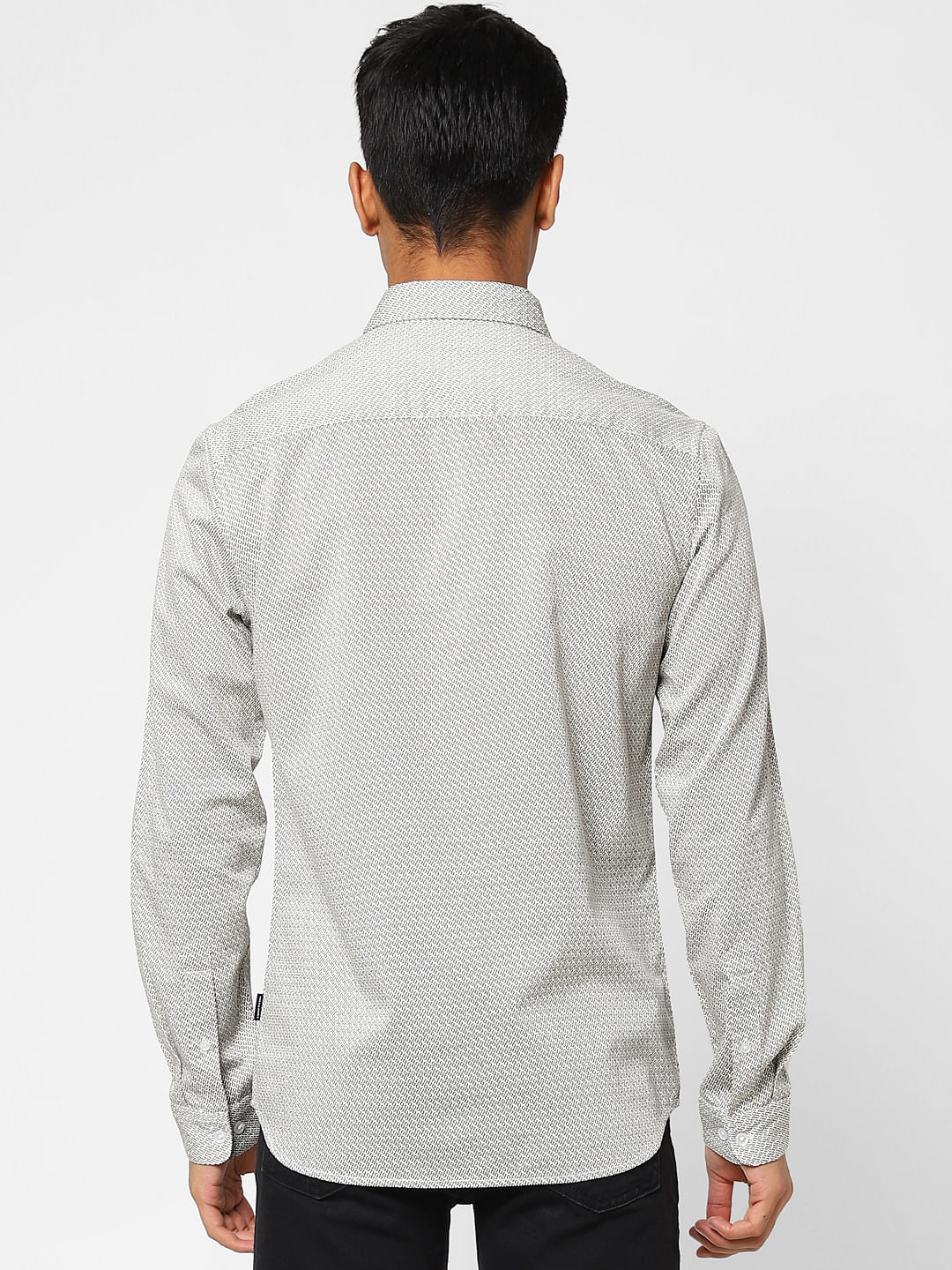 Grey Printed Full Sleeves Shirt