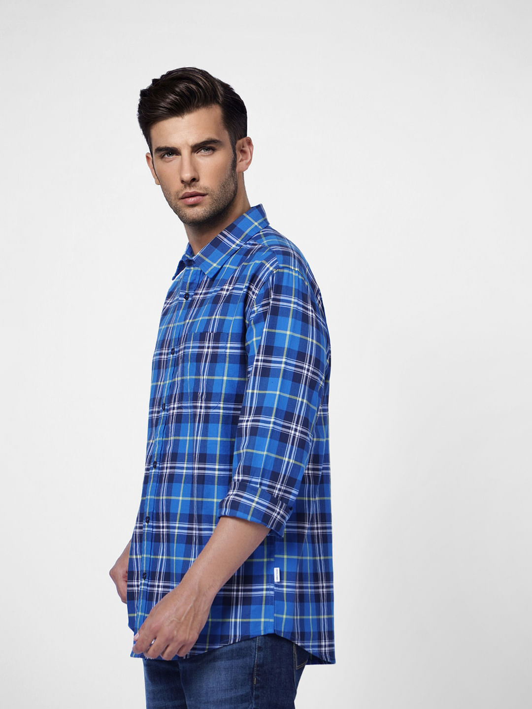 Blue Check Print Full Sleeves Shirt