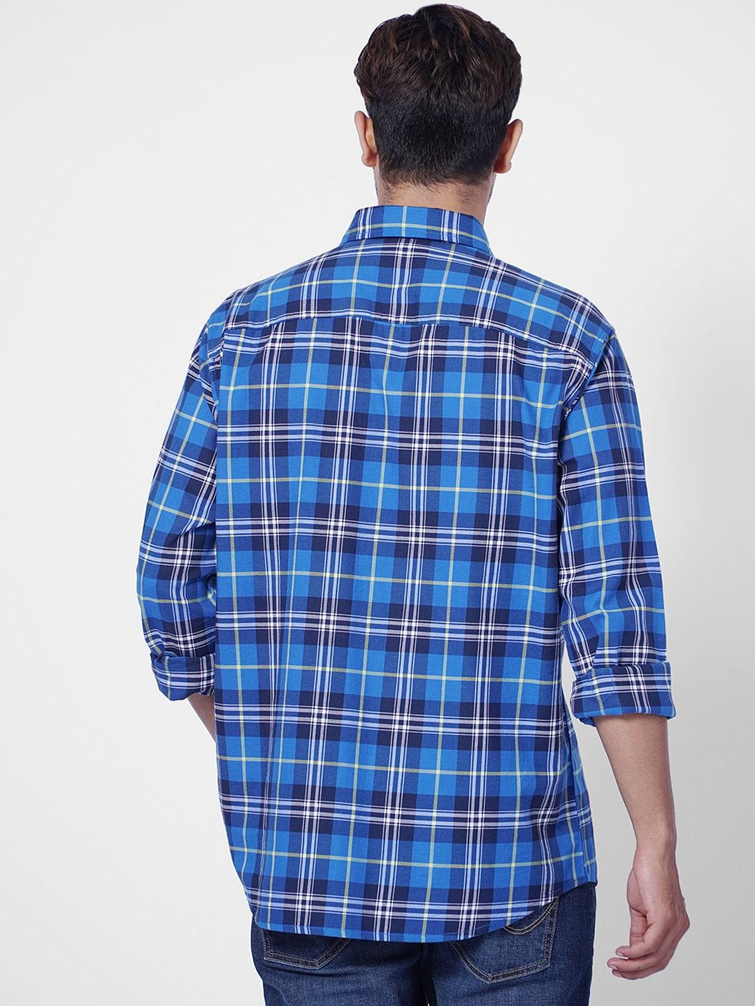 Blue Check Print Full Sleeves Shirt