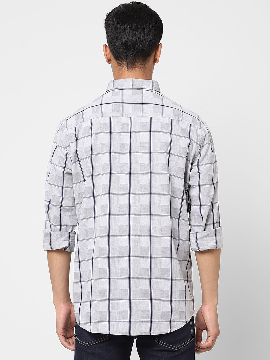 Grey Check Print Full Sleeves Shirt