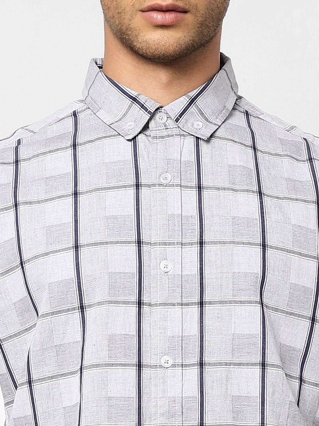 Grey Check Print Full Sleeves Shirt
