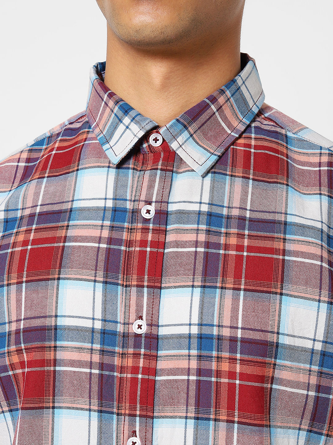 Red Check Print Full Sleeves Shirt