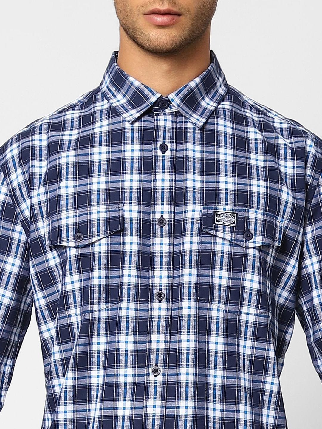 Blue Check Print Full Sleeves Shirt