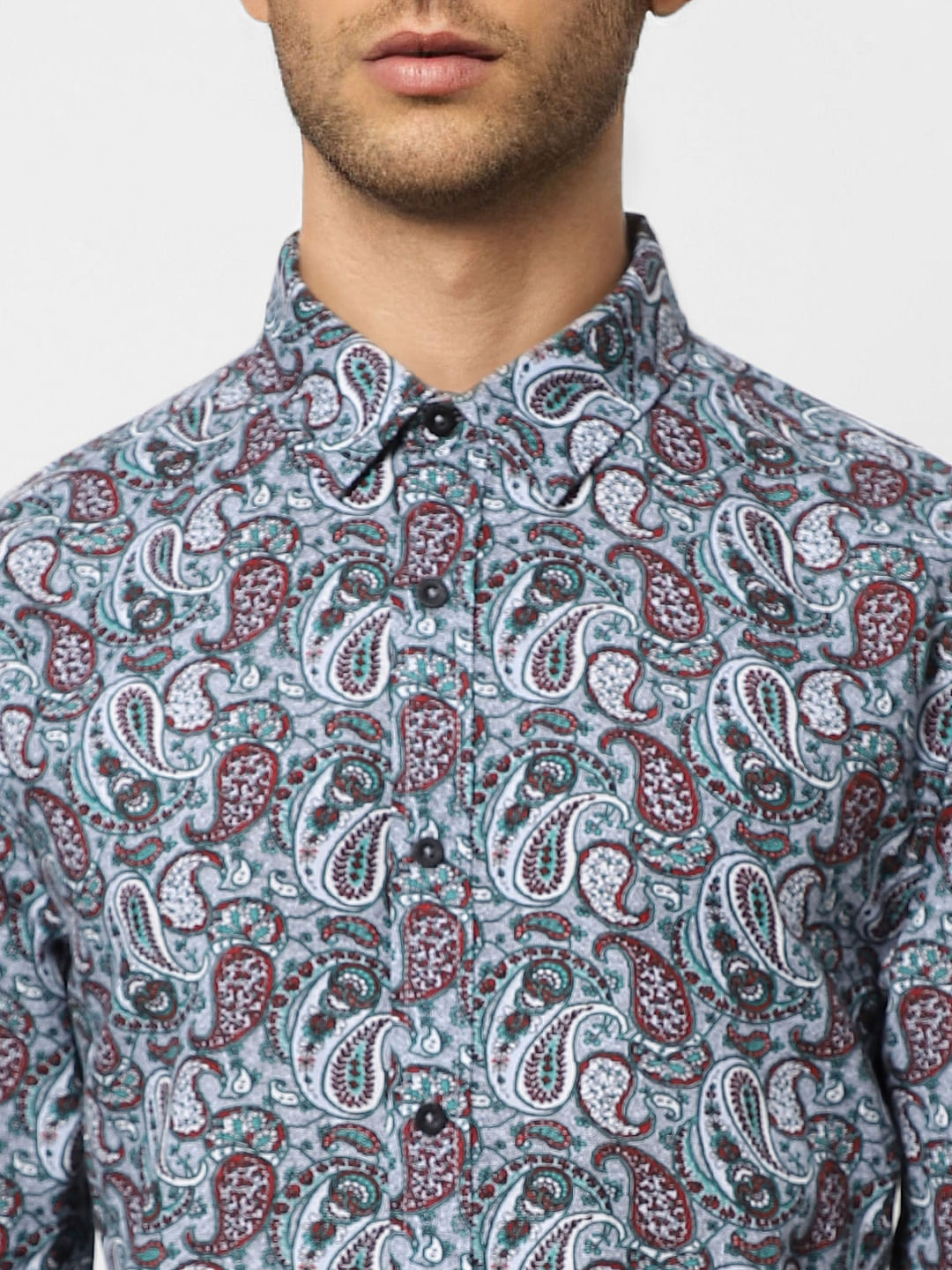 Blue Paisley Print Full Sleeves Shirt