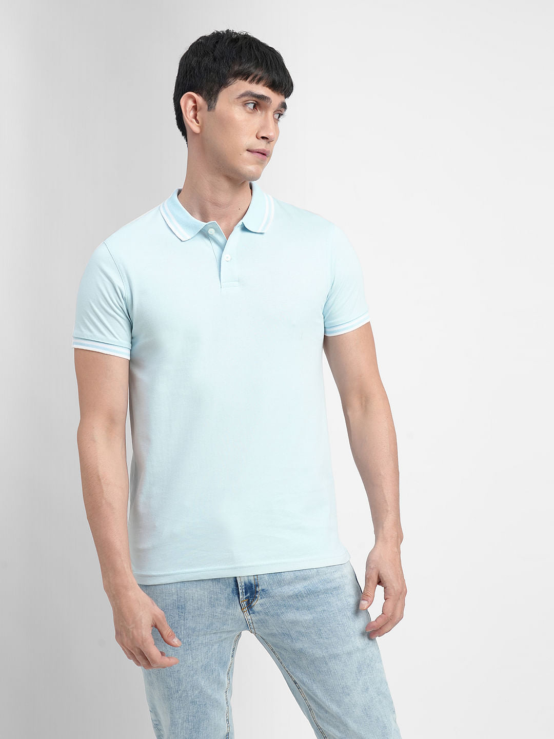 Light Blue Polo Neck T-shirt