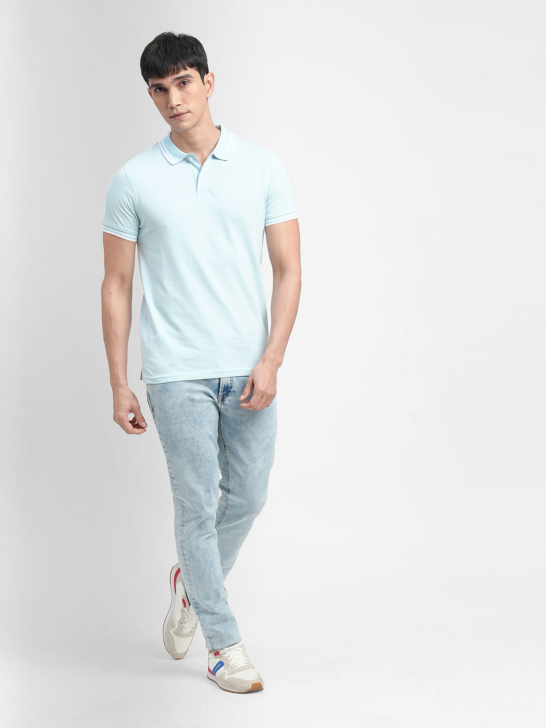 Light Blue Polo Neck T-shirt