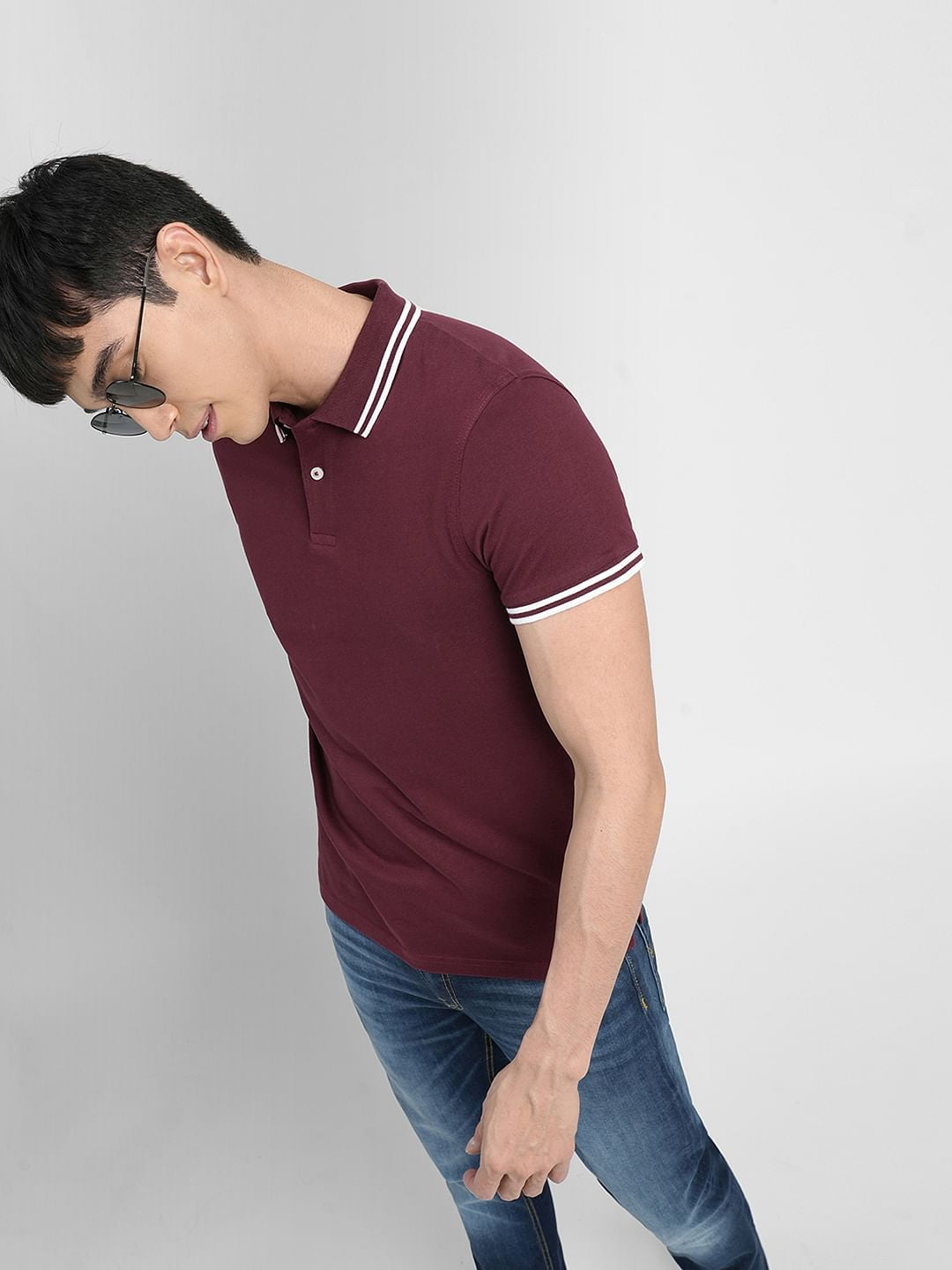Maroon Polo Neck T-shirt
