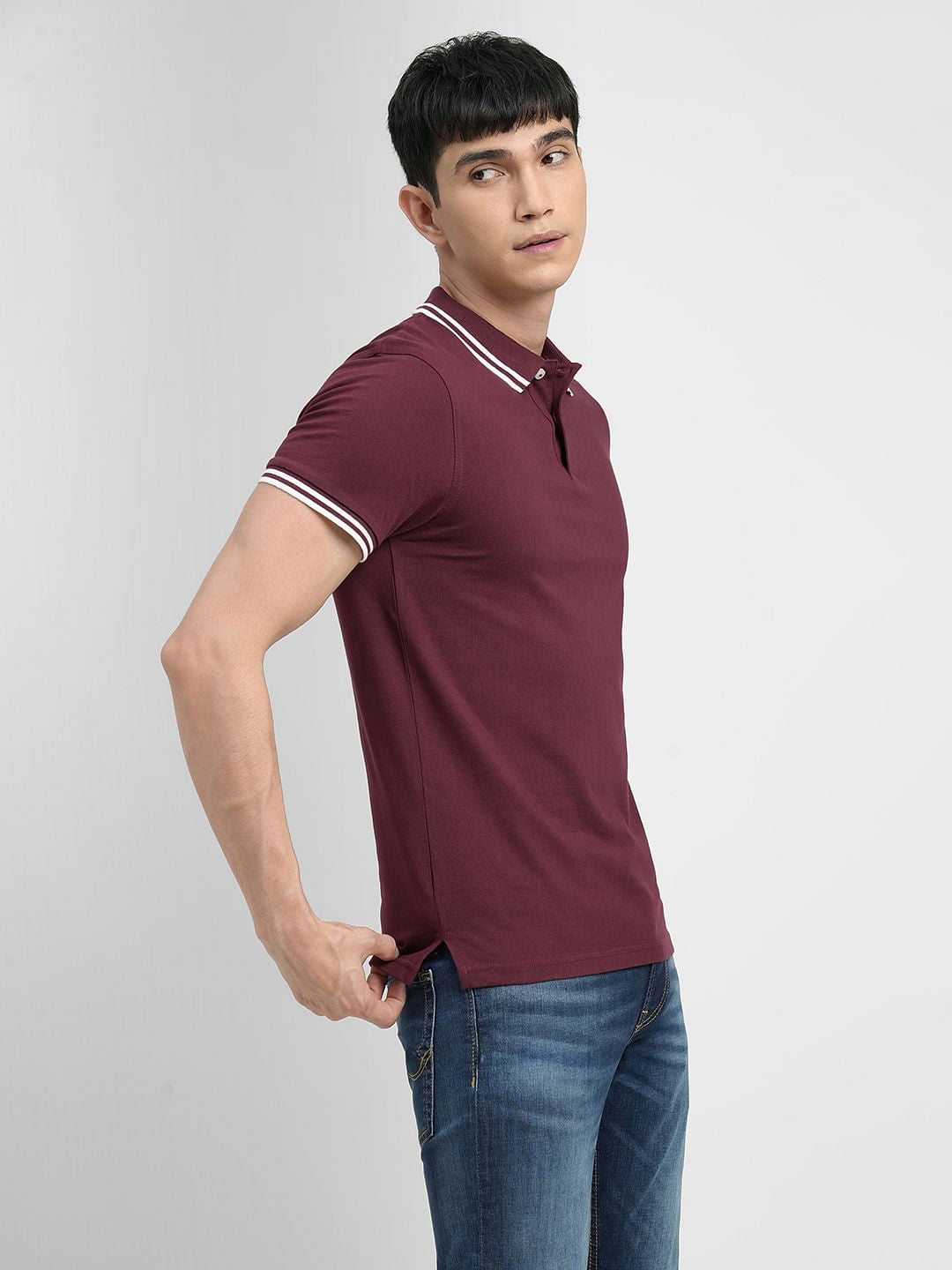 Maroon Polo Neck T-shirt
