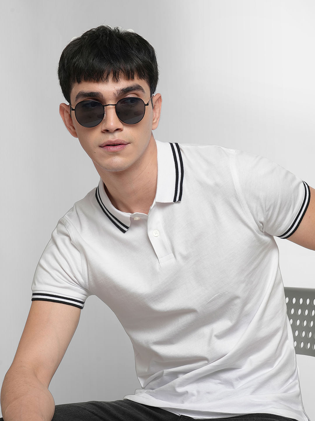White Polo Neck T-shirt