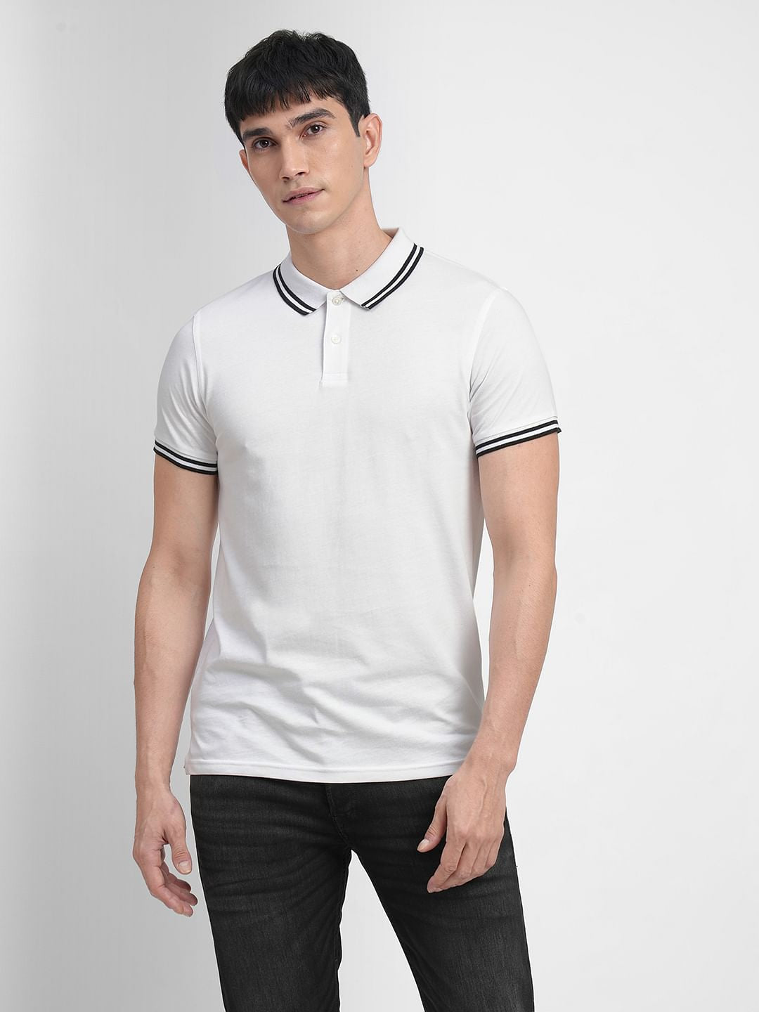 White Polo Neck T-shirt