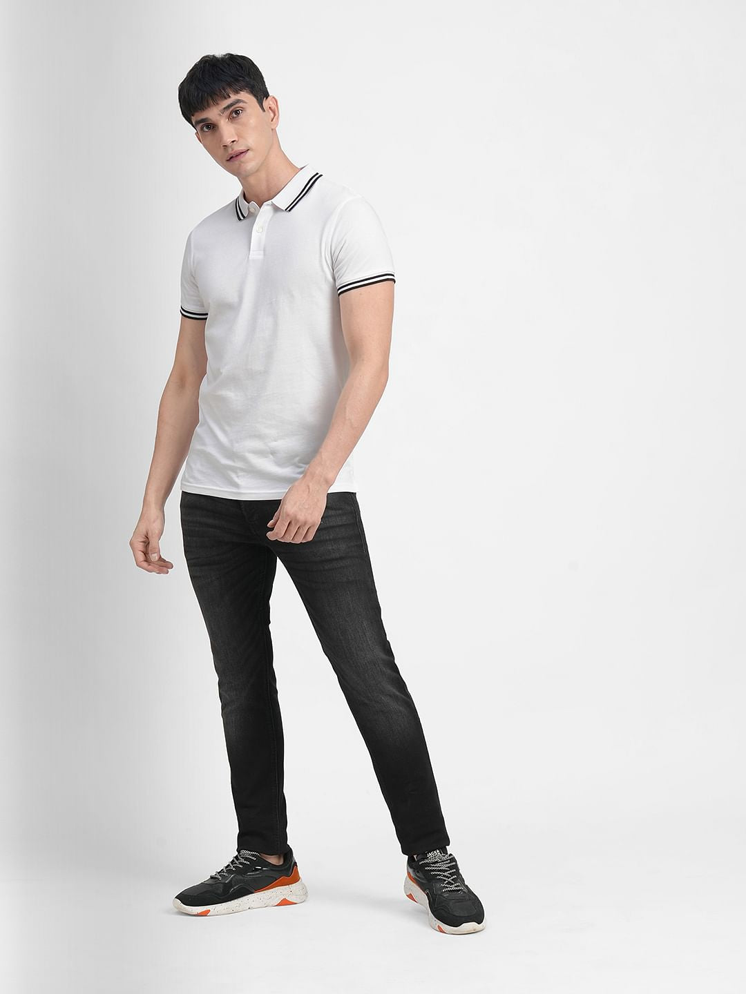 White Polo Neck T-shirt